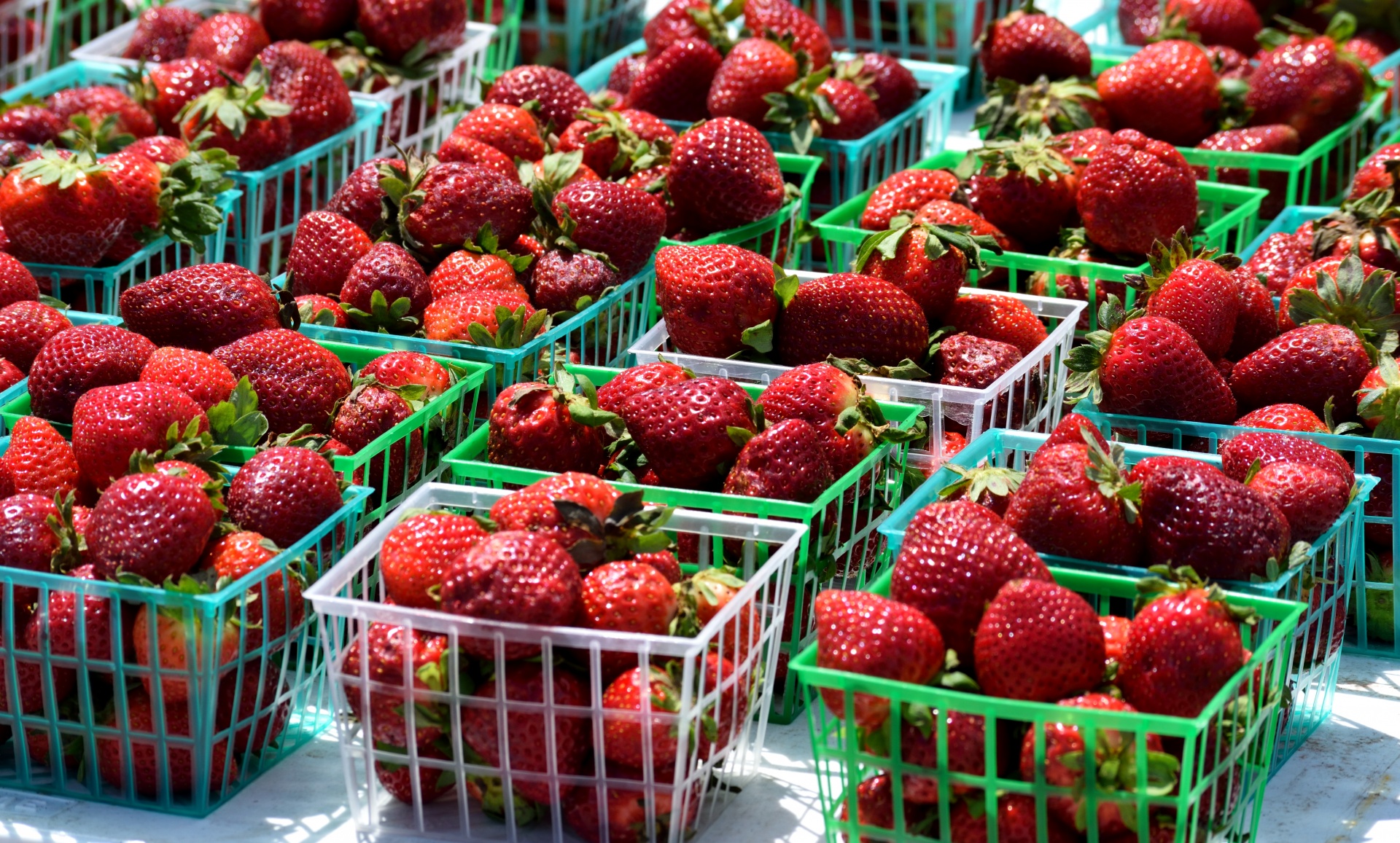 Strawberries sold at outdoor market place