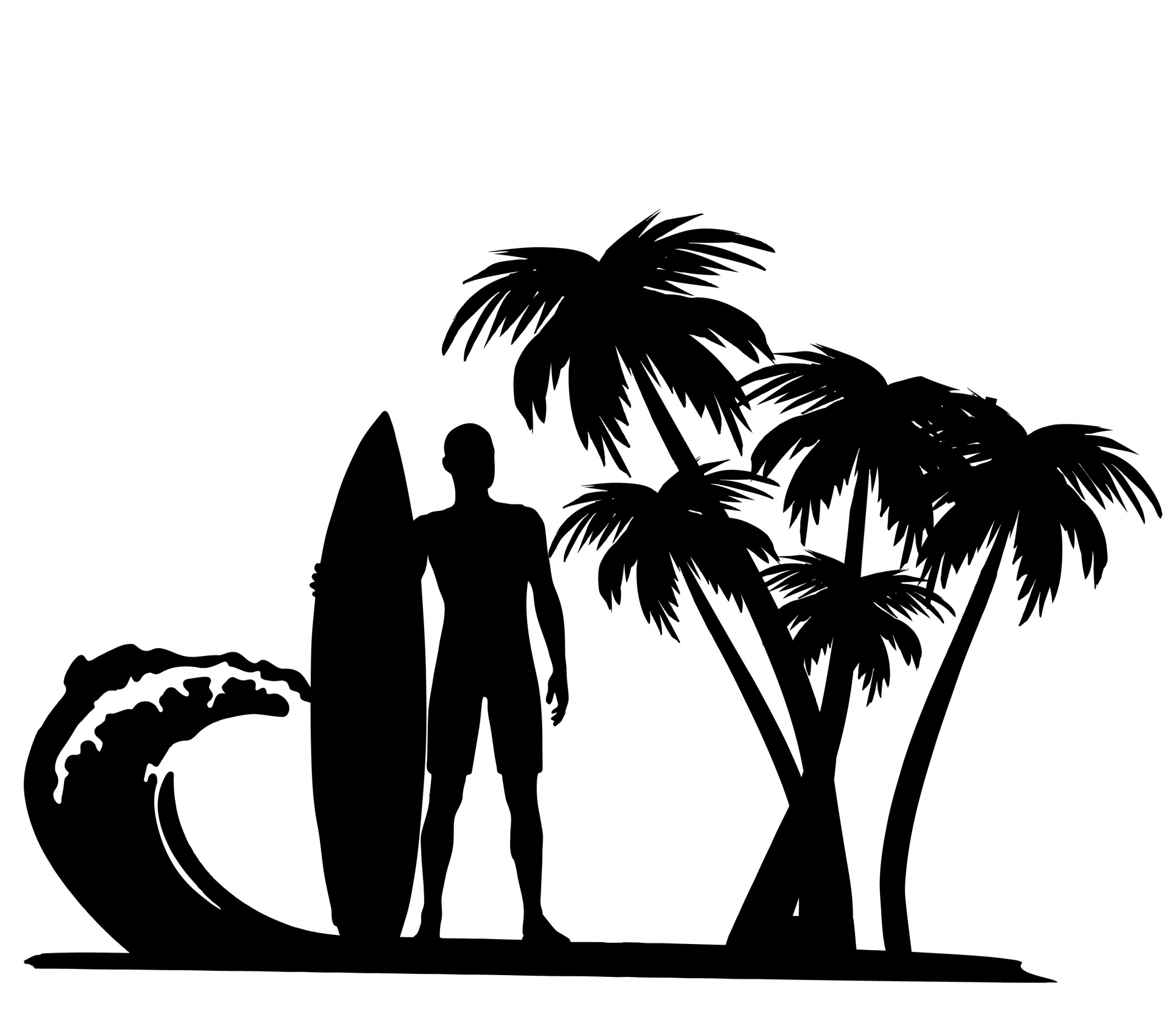 Surfer Palm Trees Clipart