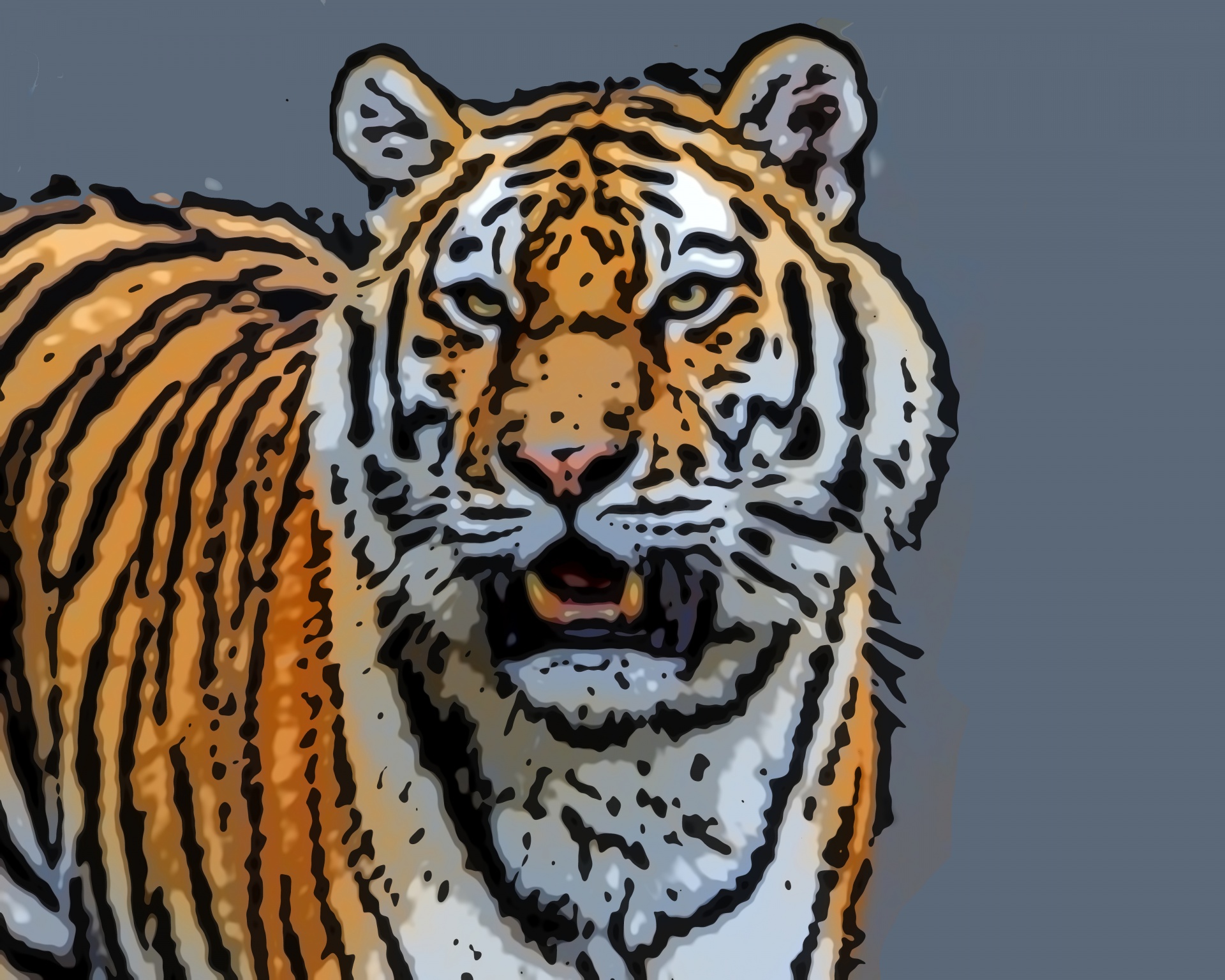 Tiger face image with a cartoonized affect
