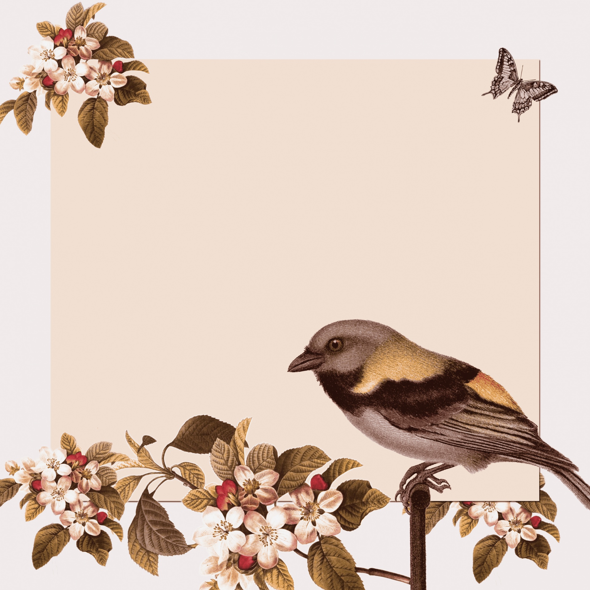 Vintage Bird Floral Background