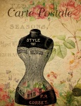 Corset Vintage Floral Postcard