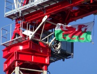 Flag Of Wales On Crane