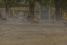 Foggy Graveyard Tombstones