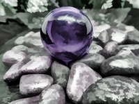 Purple Sphere On Rocks Background