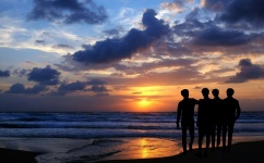 Sunset, Beach, Sun, Sand, Friends,