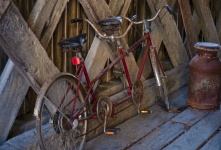 Vintage Tandem Bike And Milk Can