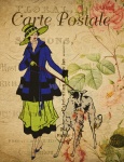 Woman Dog Floral Postcard