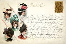 Woman Hat Vintage Postcard