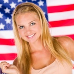 Woman With American Flag