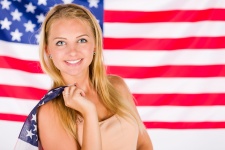Woman With American Flag