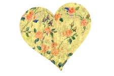 Yellow Vintage Floral Heart