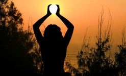 Yoga,sun,meditation Holding, Sunset
