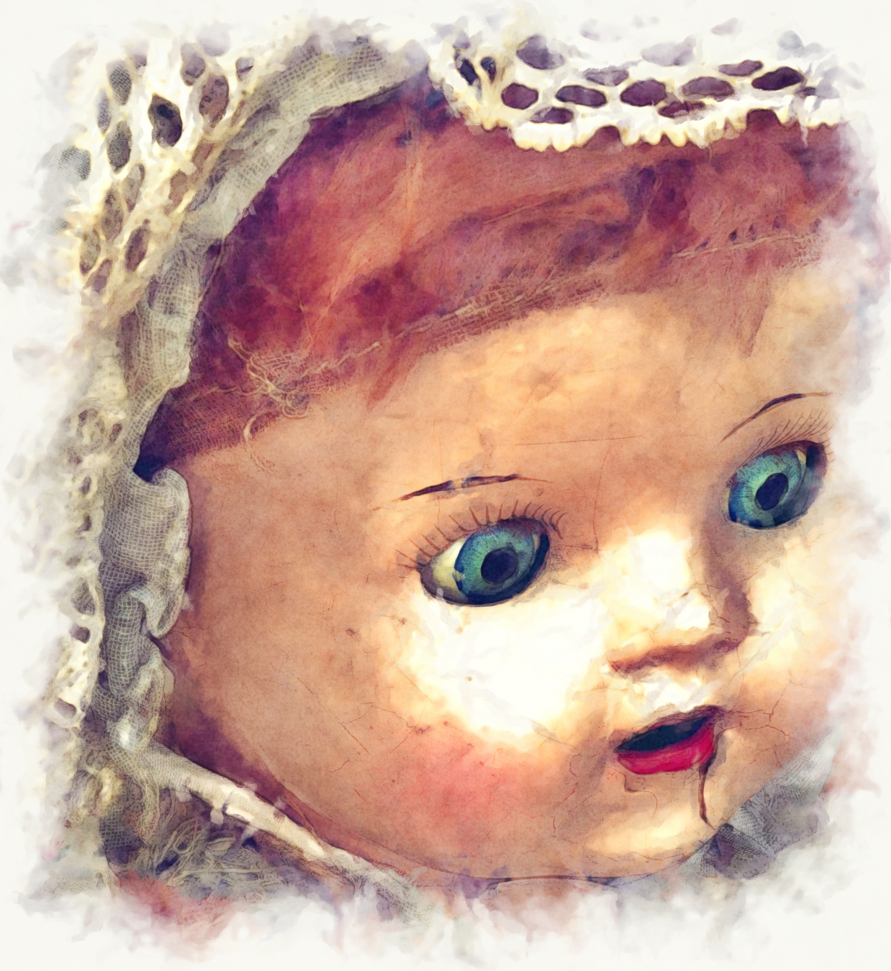 Antique Clay Doll Face
