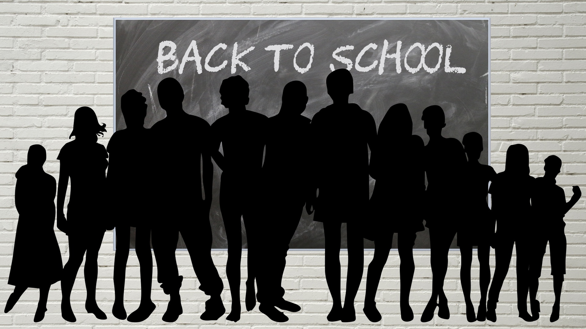 Back to School background with silhouettes of kids. This image is free for download and use on commerical or personal projects