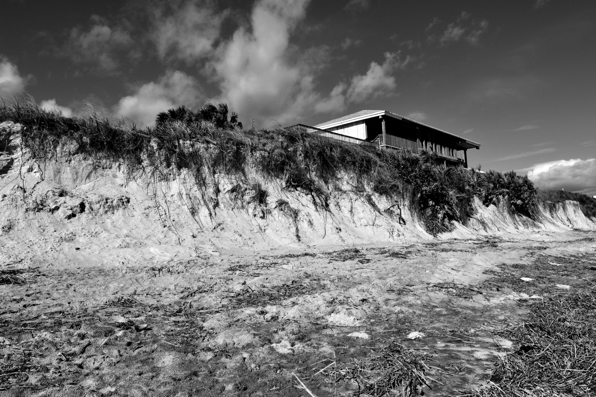 Beach erosion after a major hurricane at Florida, USA