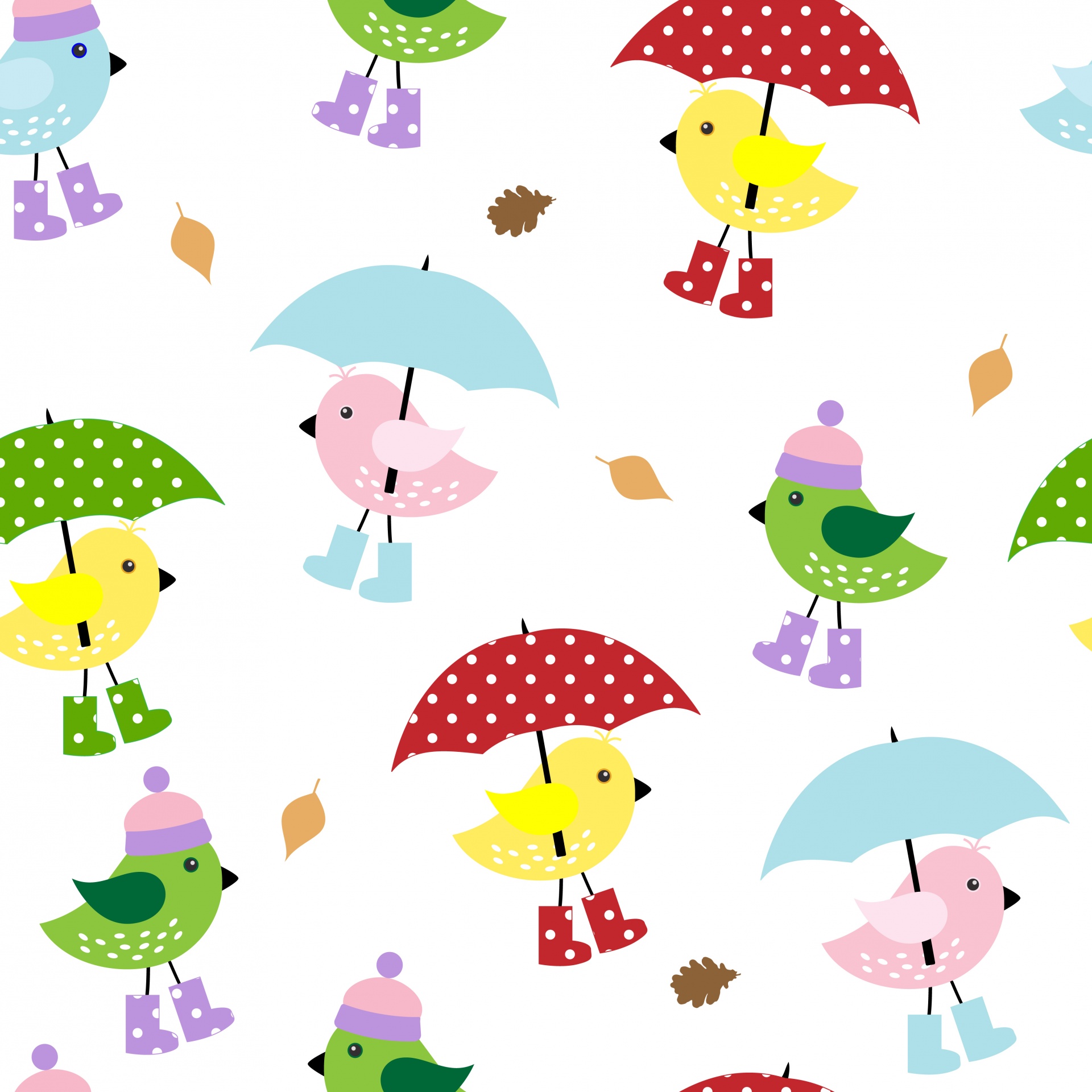 Bird Umbrella Cute Wallpaper