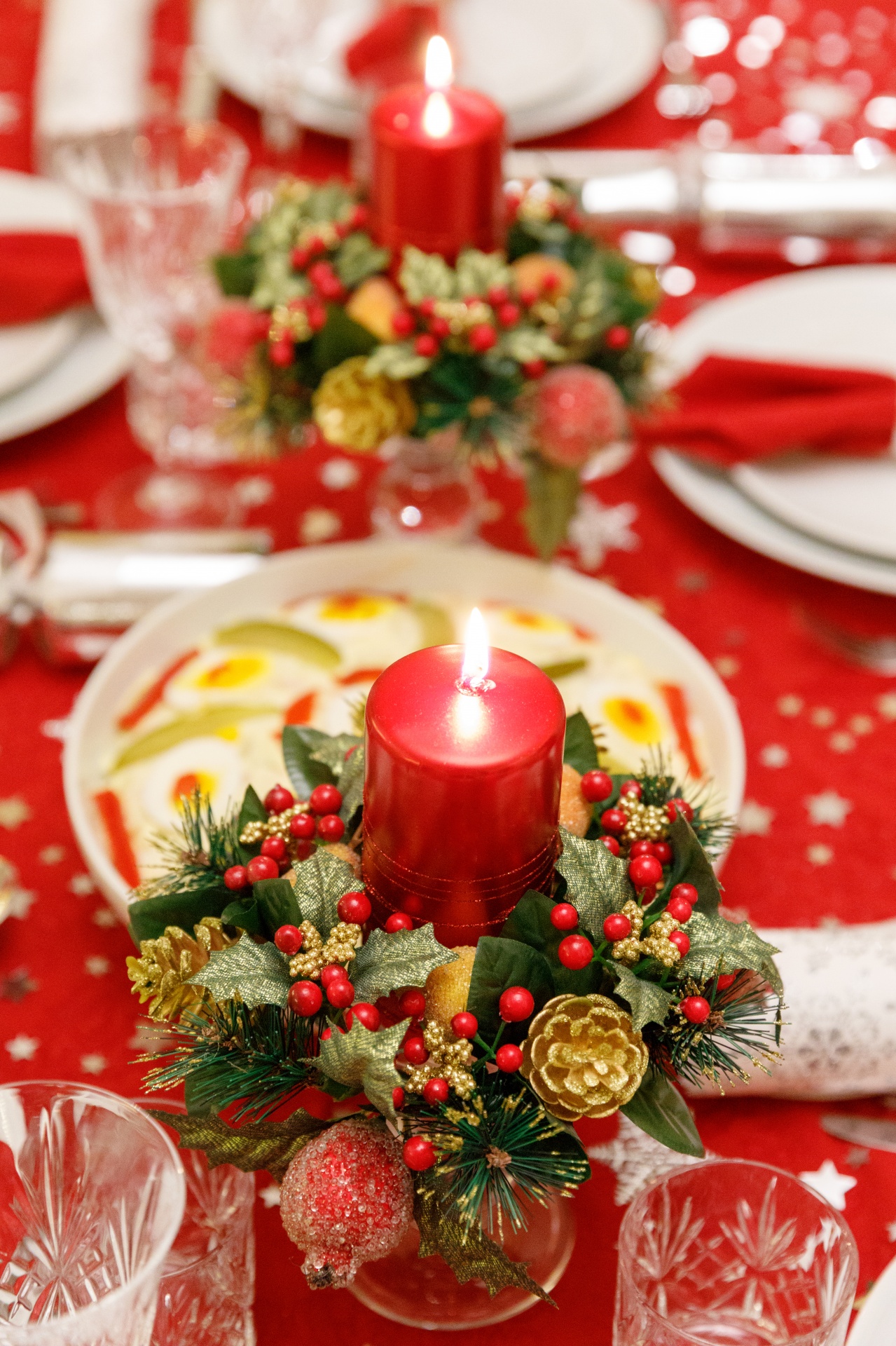 Candle On A Christmas Table