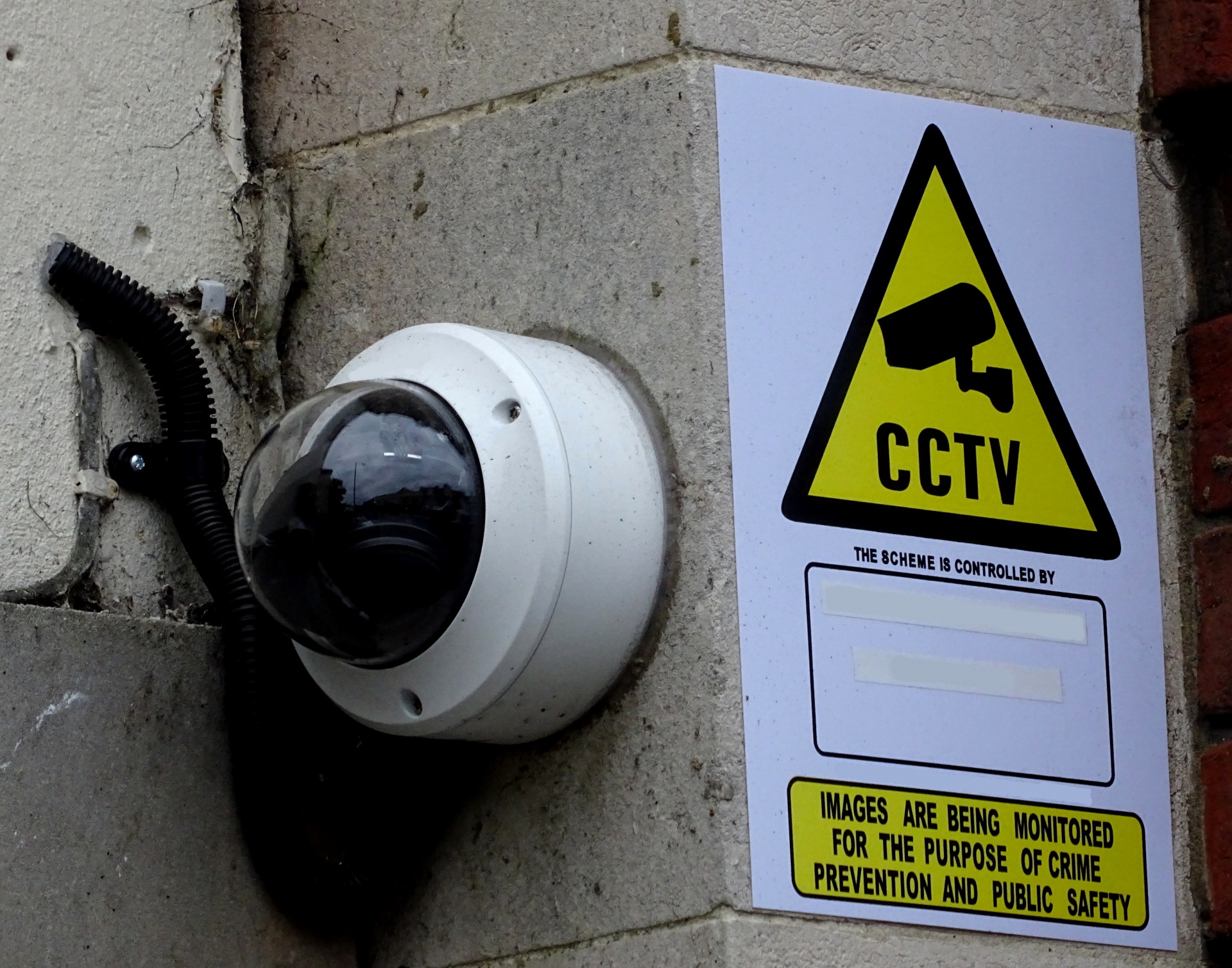 CCTV Camera And Warning Sign