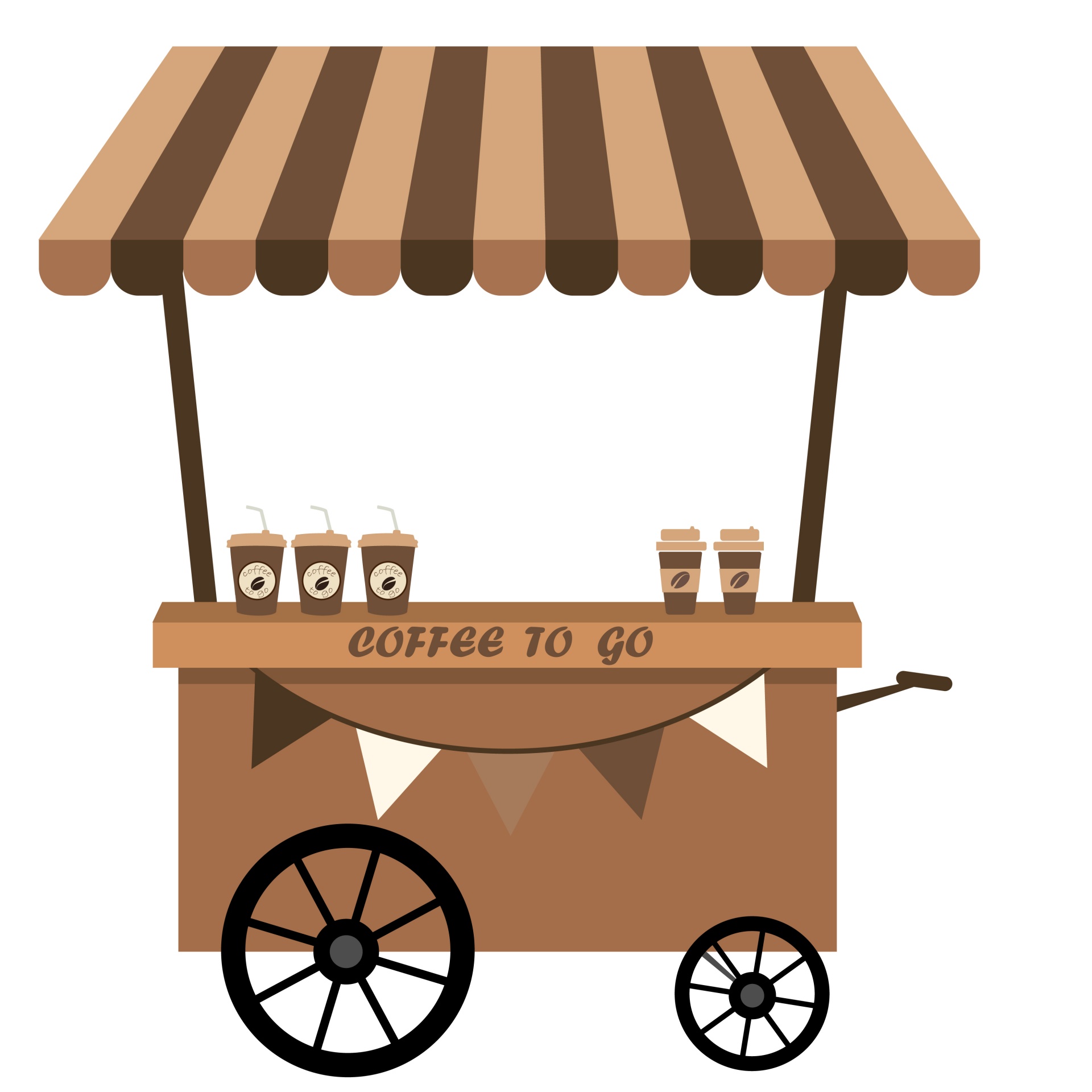 Coffee cart mobile takeaway clipart illustration