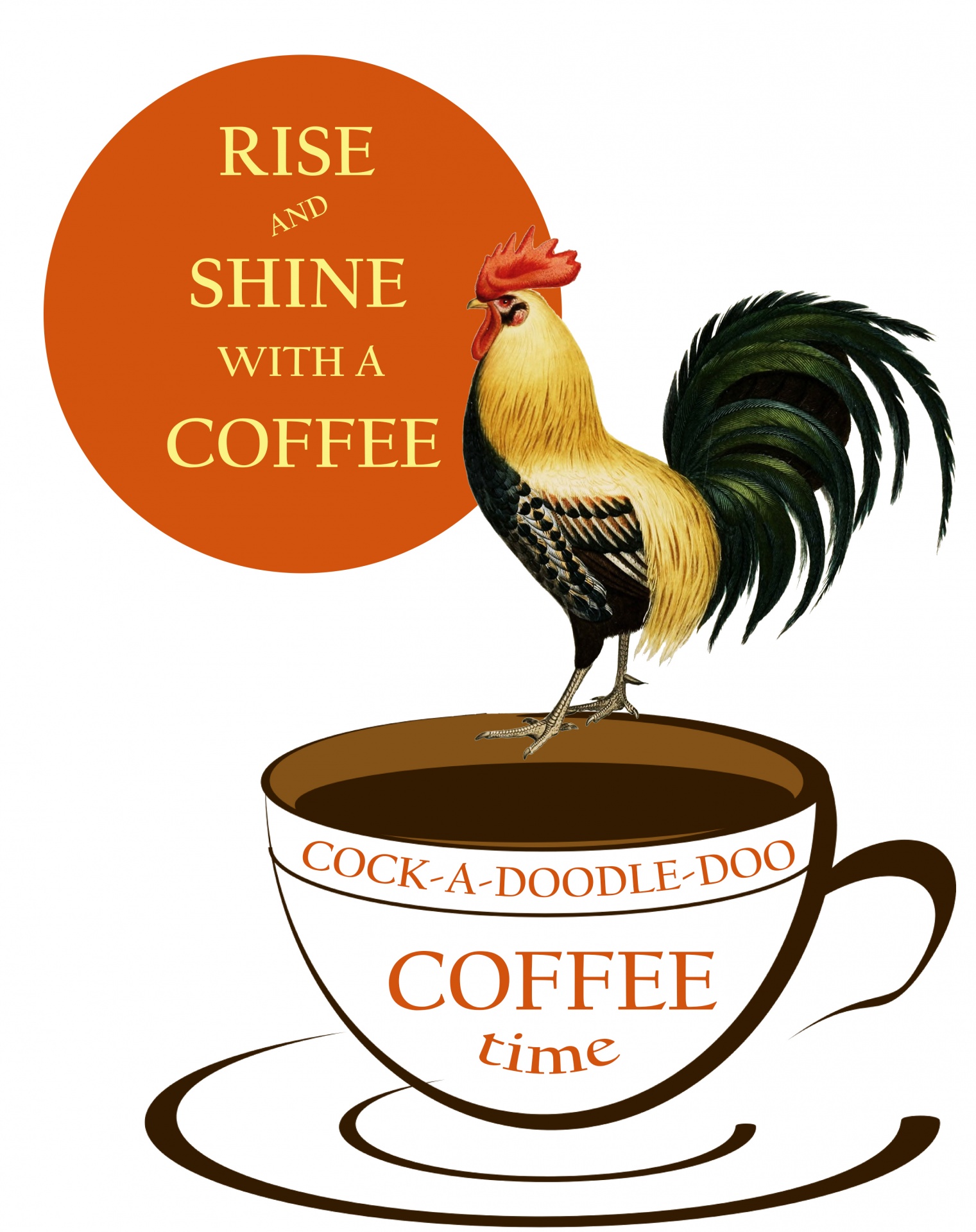 Coffee Cup Rooster Retro