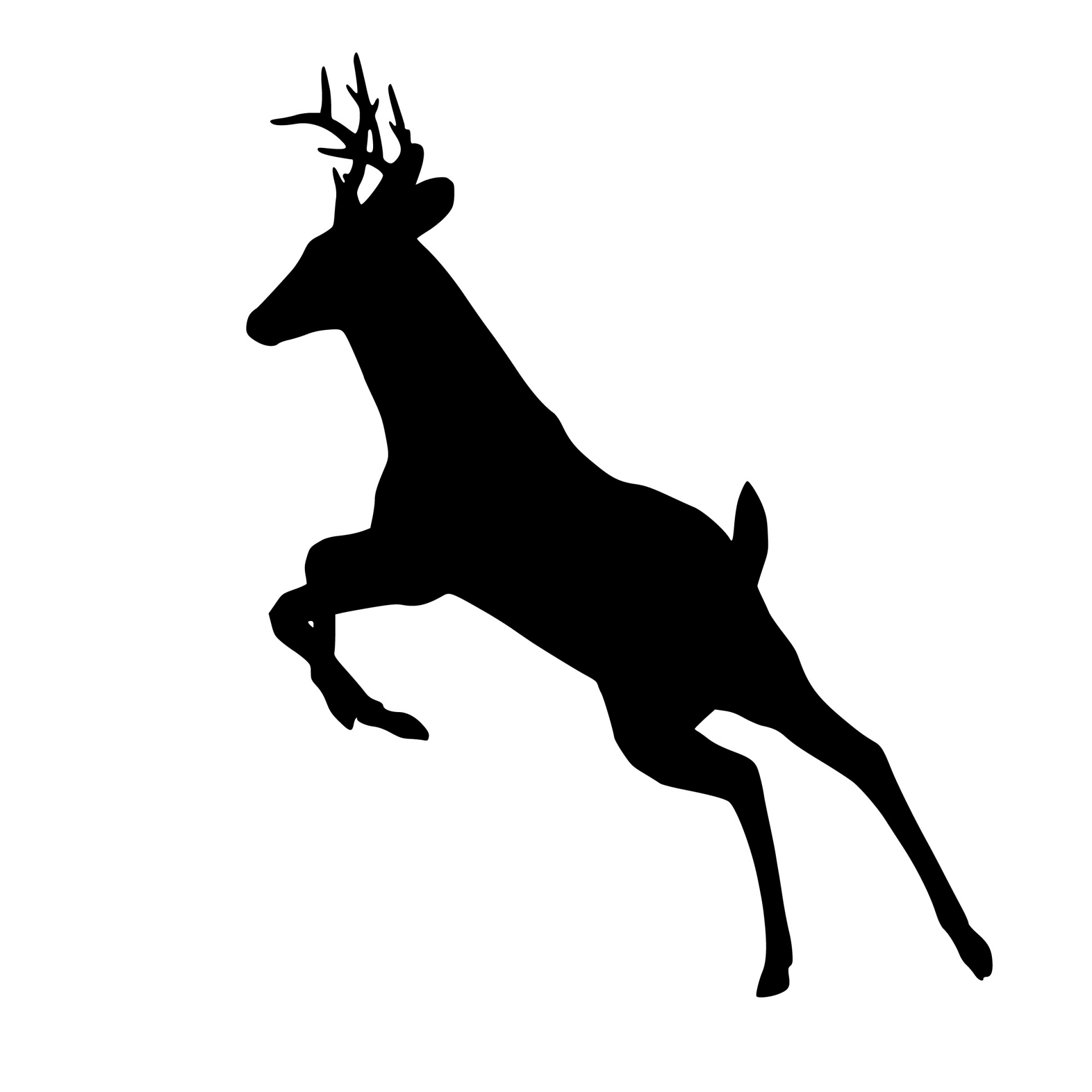 Deer, Jumping, Silhouette, Animal,