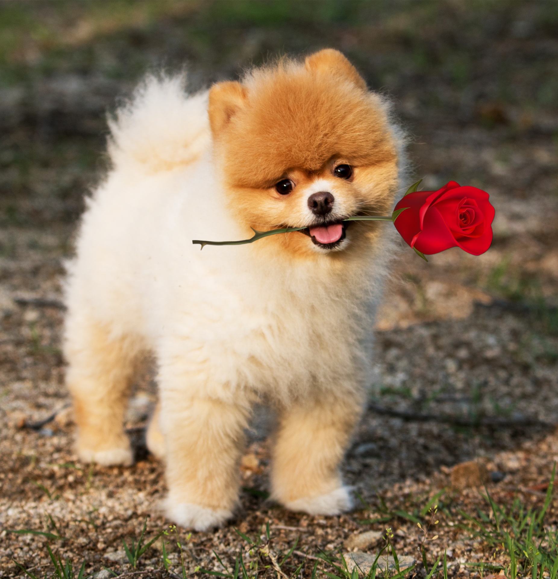 Dog Pomeranian Rose Mouth