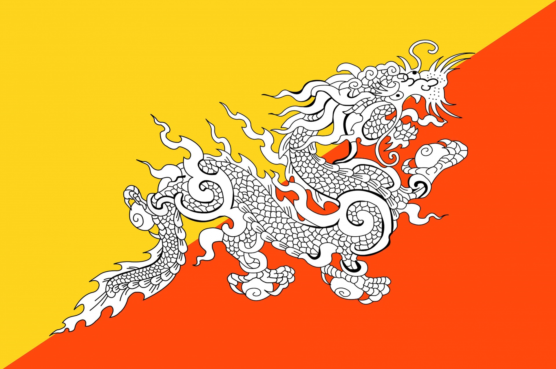 Flag Of Bhutan. Bhutan Flag