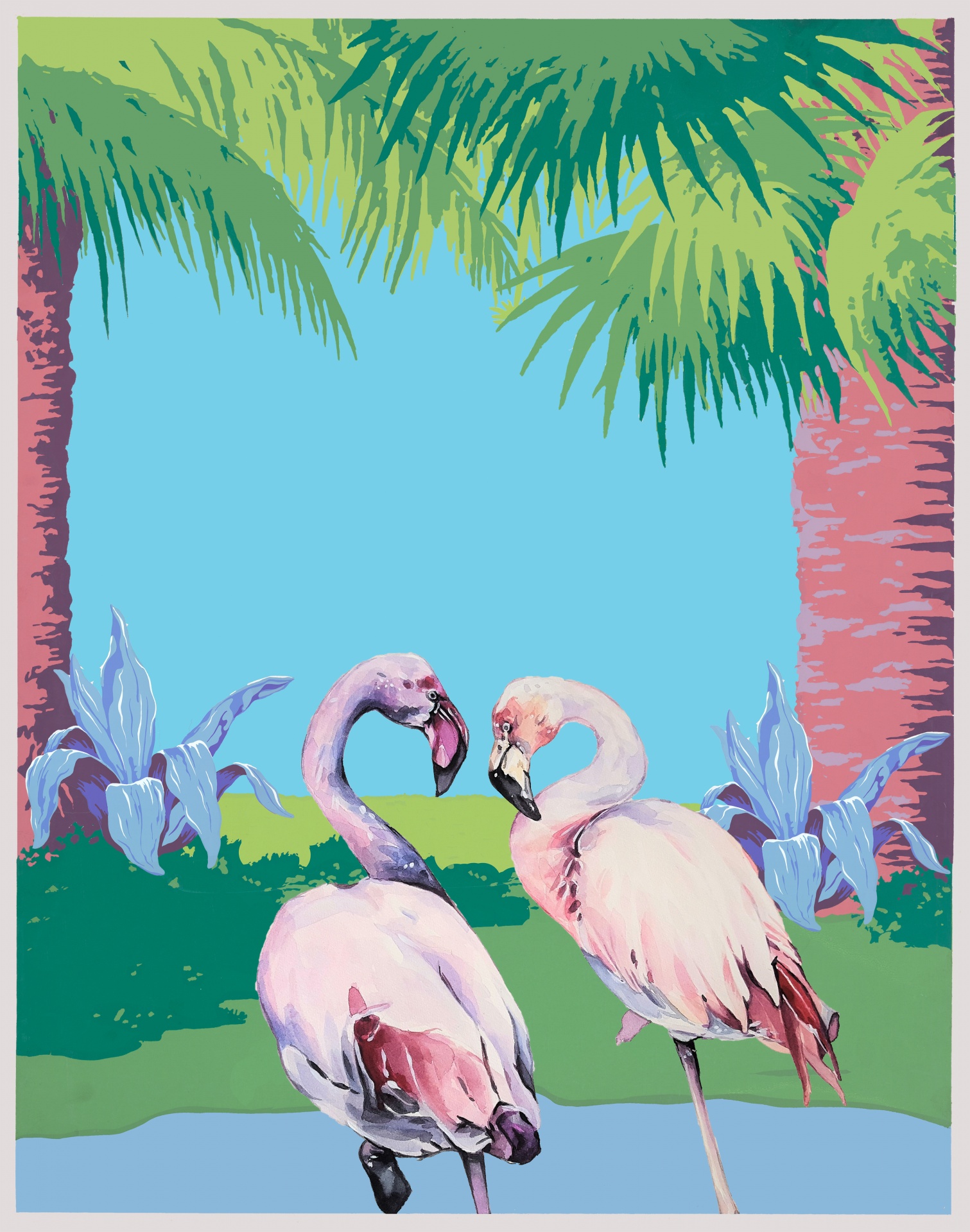 Flamingo Tropical Paradise Art