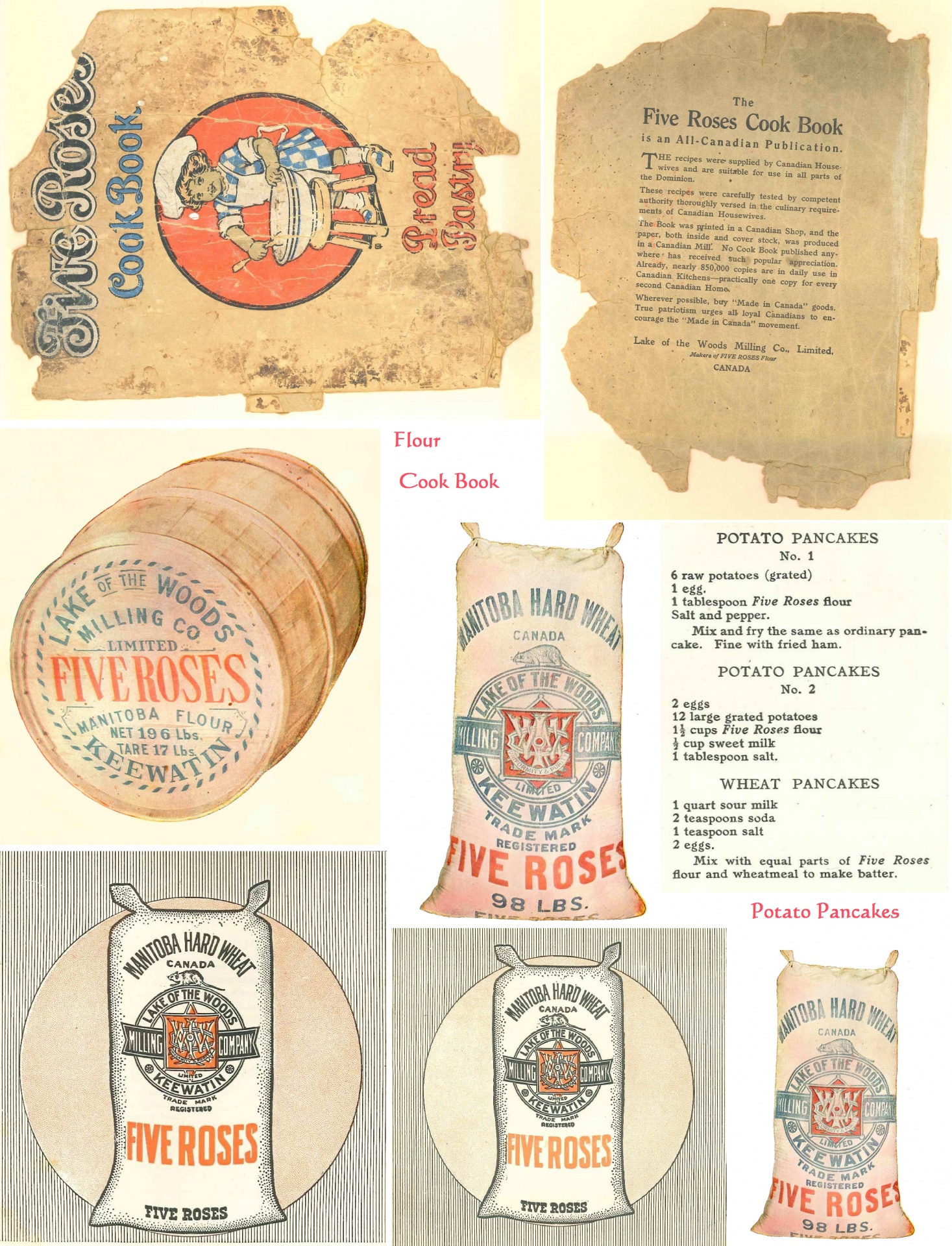 Flour Cookbook Vintage Collage