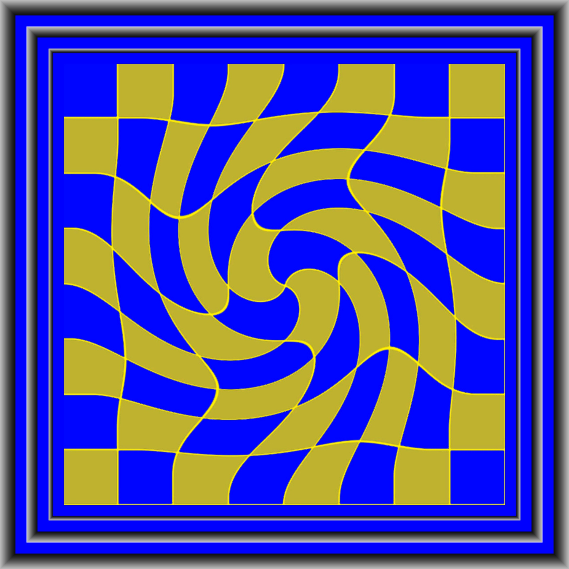 Golden Op-Art Spiral On A Blue