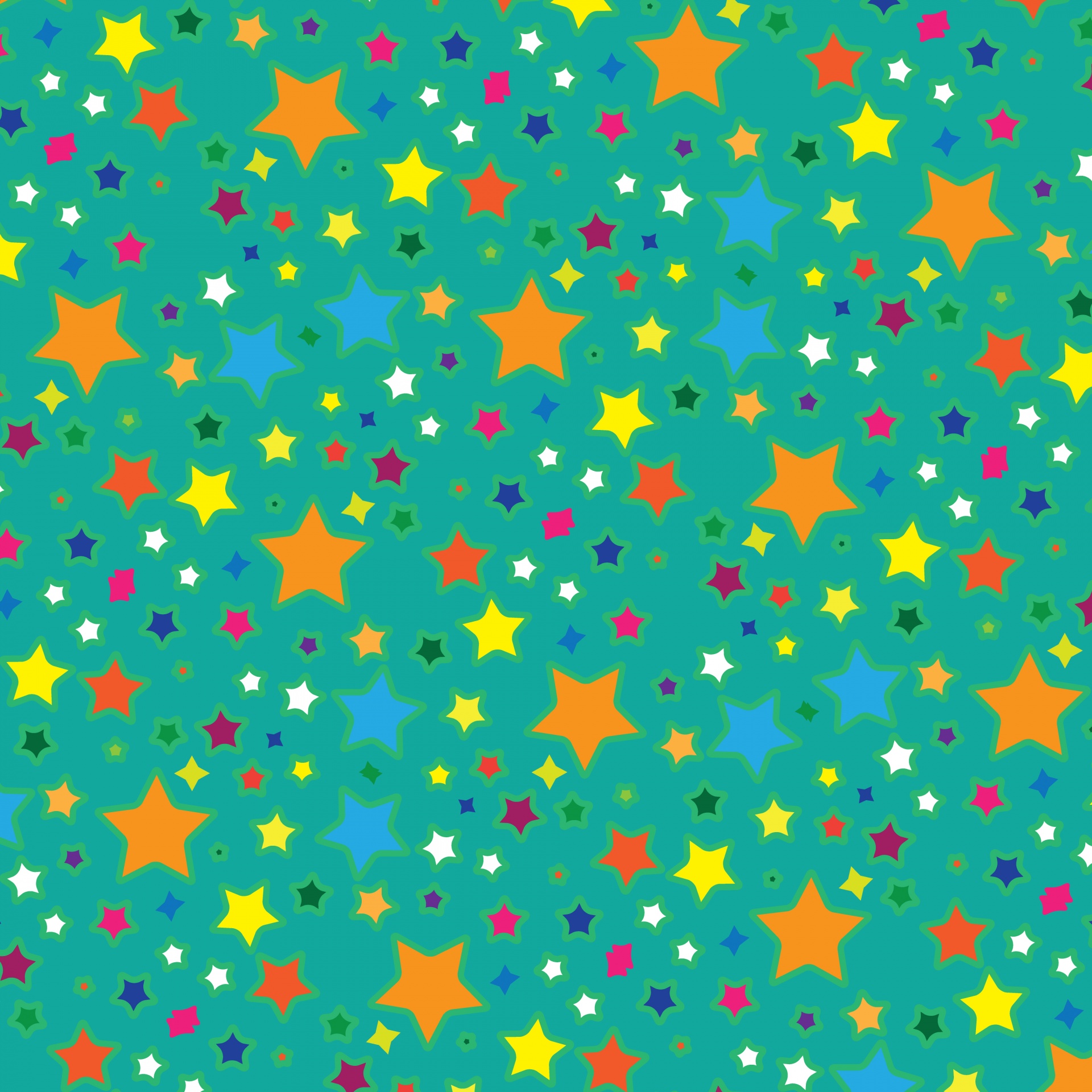 Green Colorful Stars Background