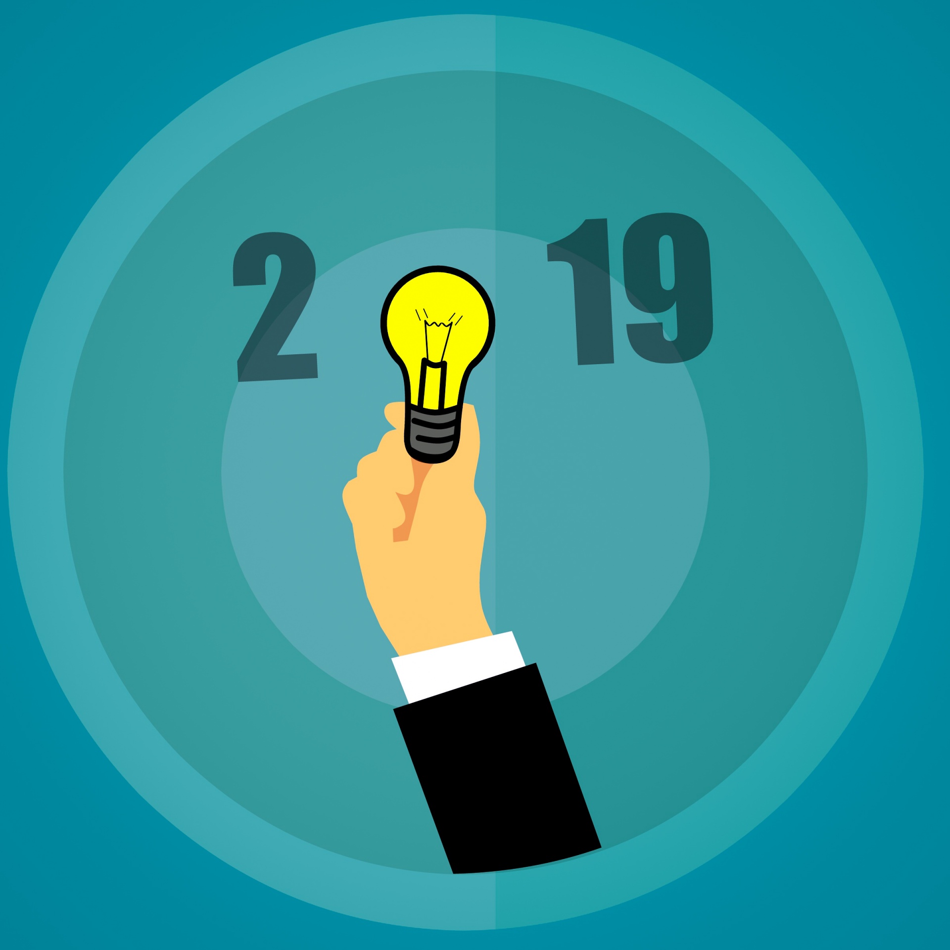 Happy New Year, Ideas, 2019,bulb,