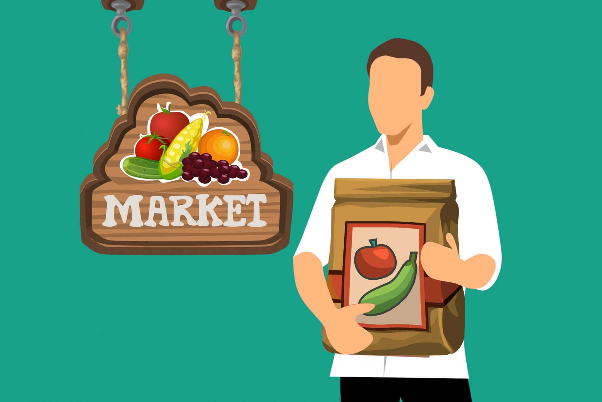 grocery ,man ,bag ,holding ,shopping , food ,healthy, purchasing , people ,paper, consumer, vegetables, fruits , fresh ,shopper , cartoon ,vegetarian ,product, market , lifestyle ,products