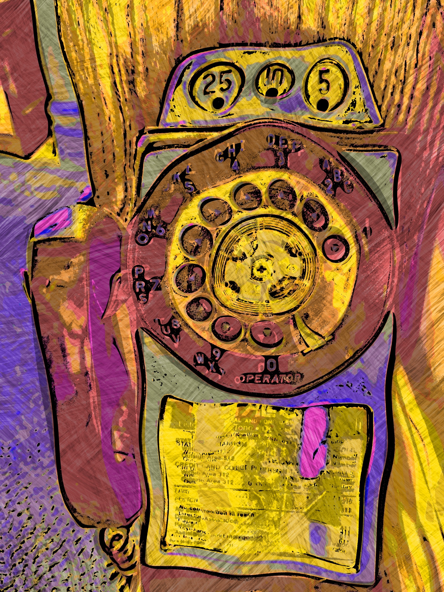 vintage pay phone abstract Picasso style