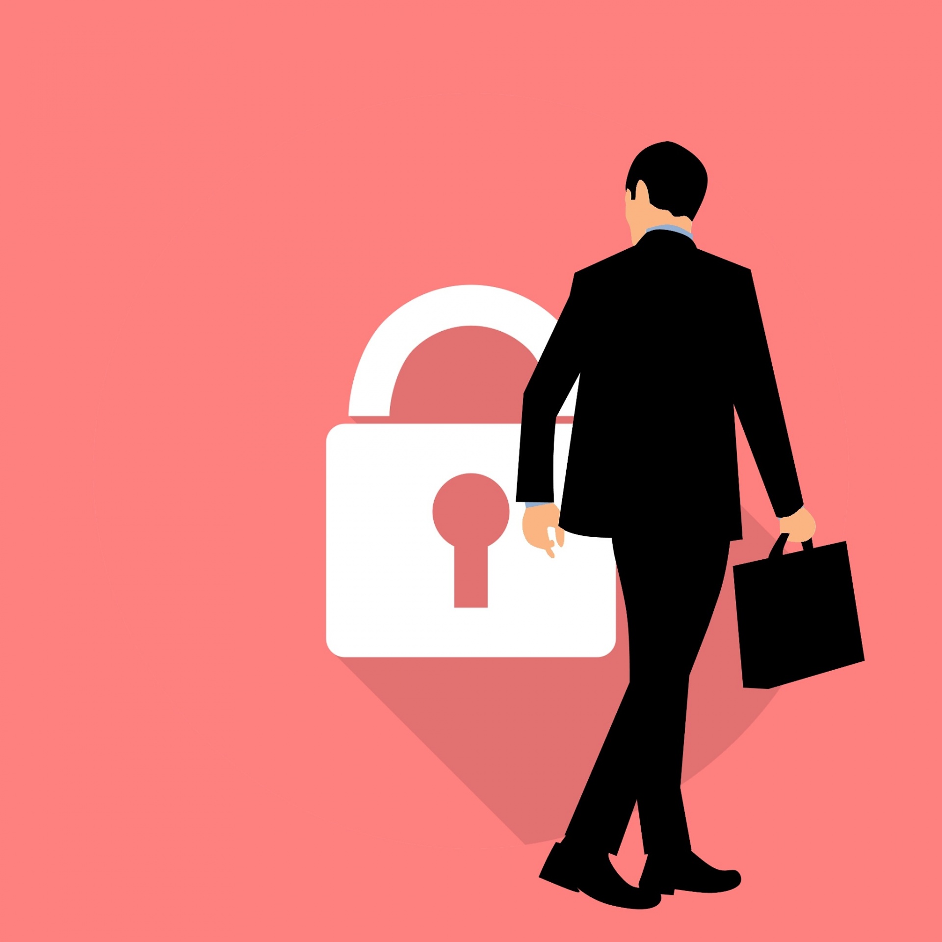 security, privacy, lock icon, padlock, door lock, safety, lock and key, safe, organization, business, back view, isolated, briefcase, full people, side, businessman, length body, suit, suitcase, model, boss, case, forward, guy, hold, look, man