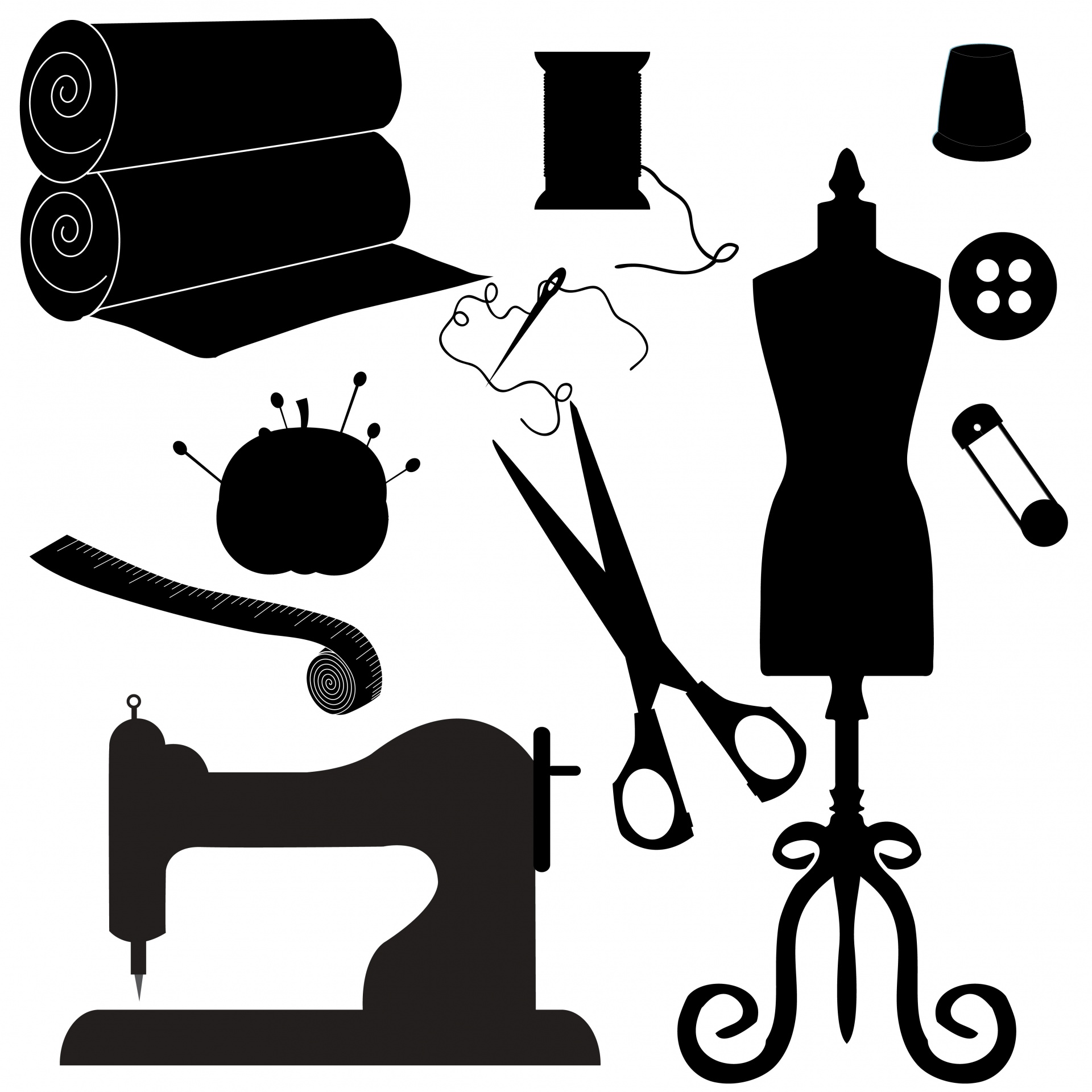 Sewing Symbols Clipart Silhouette