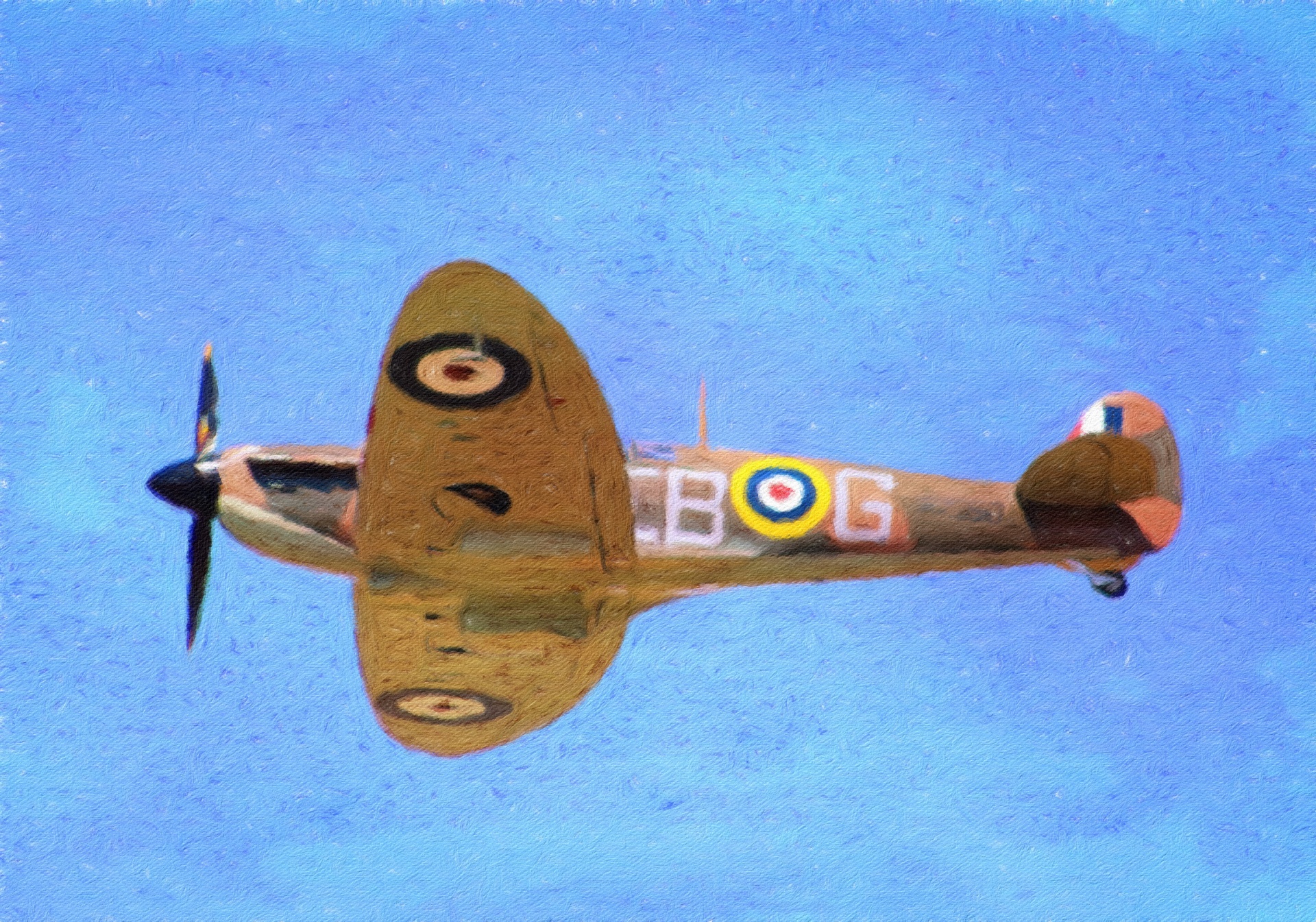 Spitfire WW2 plane, oil painted now a print, spitfire from ww2