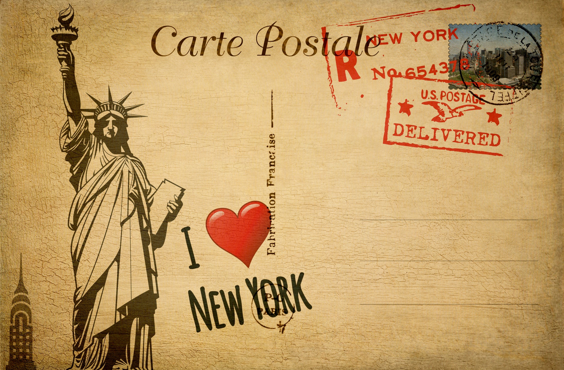 Love New York vintage postcard