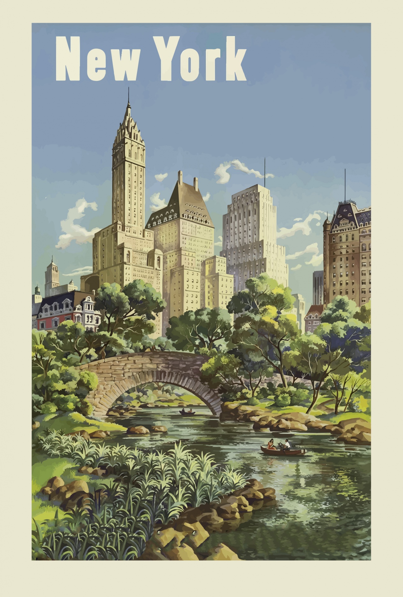 Vintage travel poster remix of New York