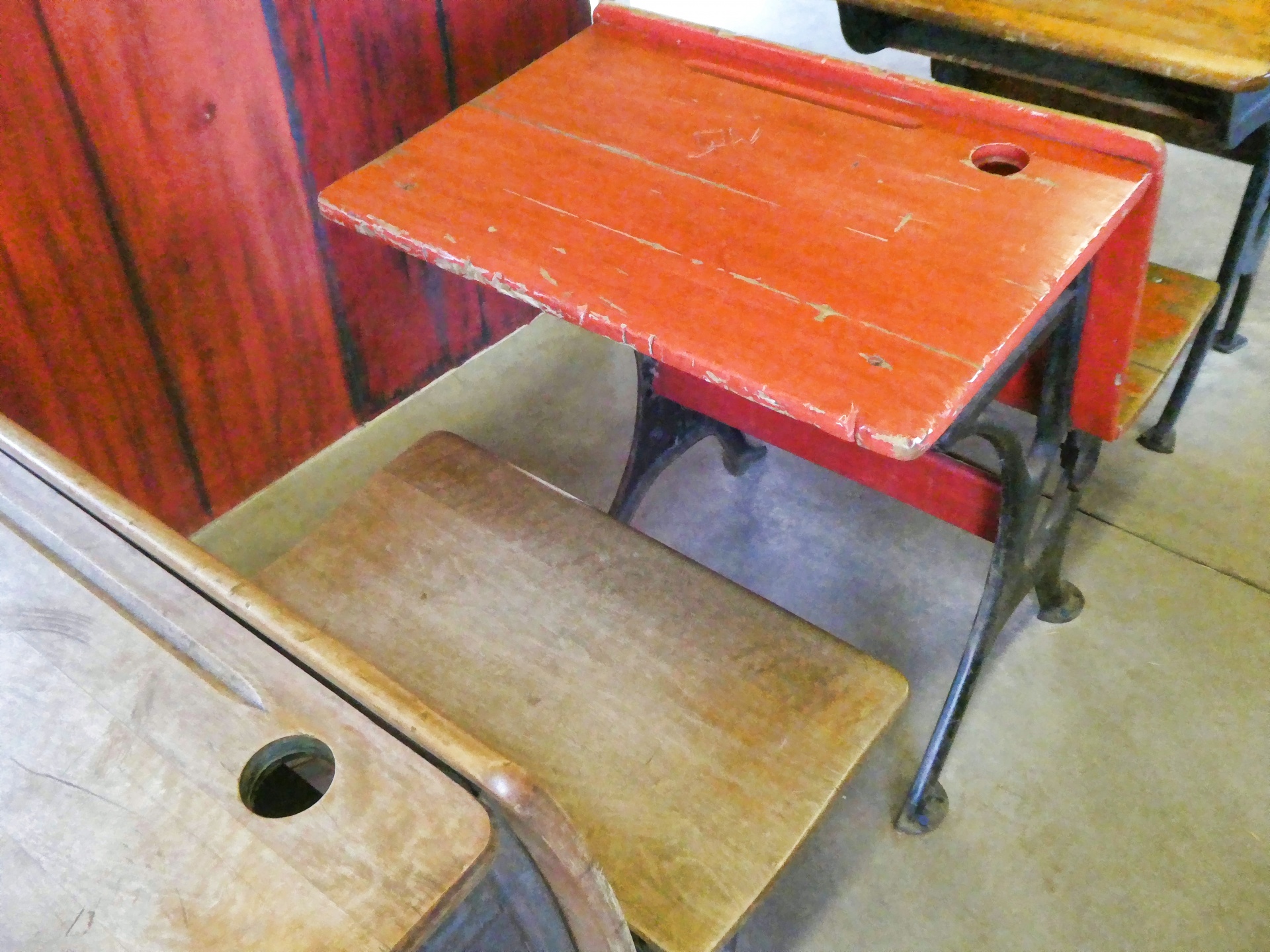 Vintage Wooden School Desks