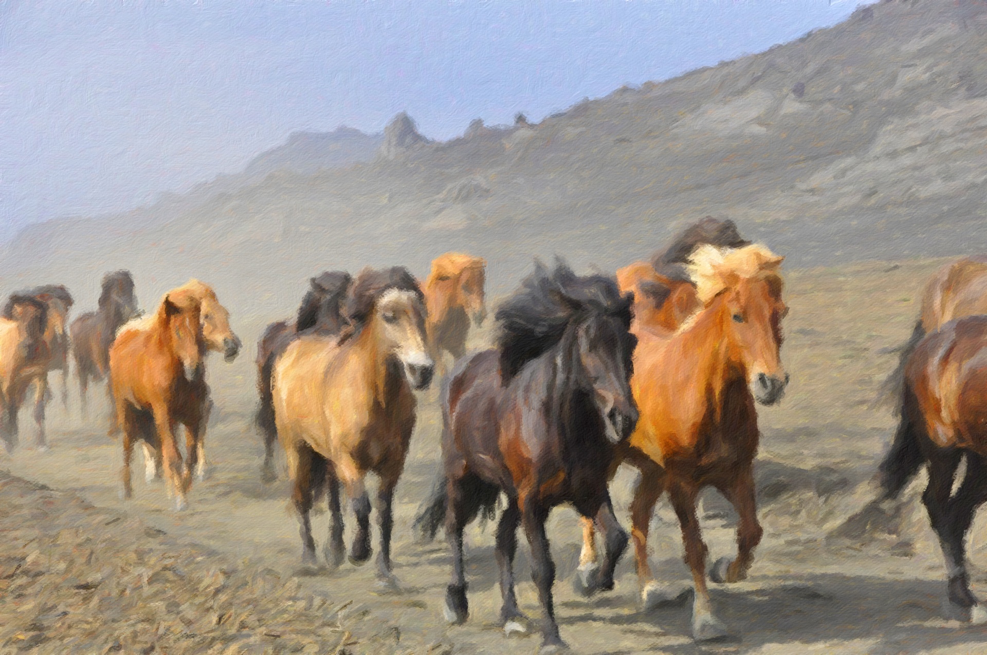 Wild Horses Oil Painting, found here Original ID 49200, digital oil painting