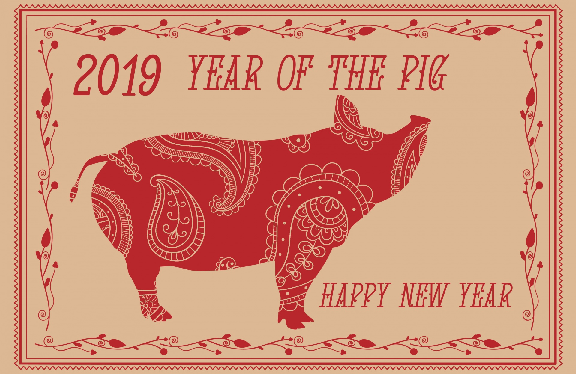 Red chinese new year of the pig 2019