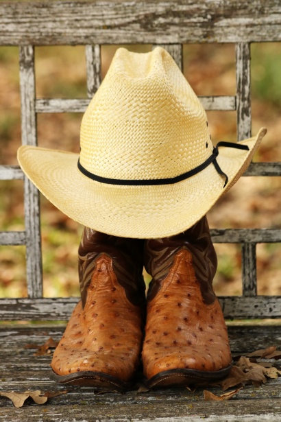 Chapeau de cowboy sur des bottes Photo stock libre - Public Domain Pictures