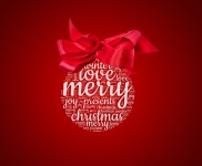 Bauble, Ribbon, Christmas, Letters,