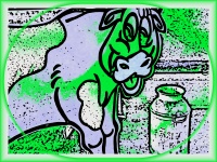 Cartoon Cow With Milk Can