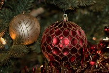 Christmas Ornament On Tree Close-up