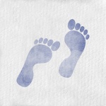Feet, Footprints Watercolor Blue