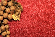 Gold Grapes On Red Glitter