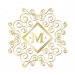 M Alphabet Gold Monogram