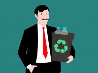 Man Holding Recycle Bin